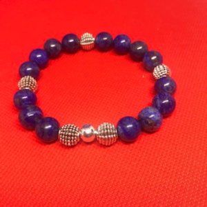 Lapis Lazuli 10mm Bead Bracelet w/ Silver Accent